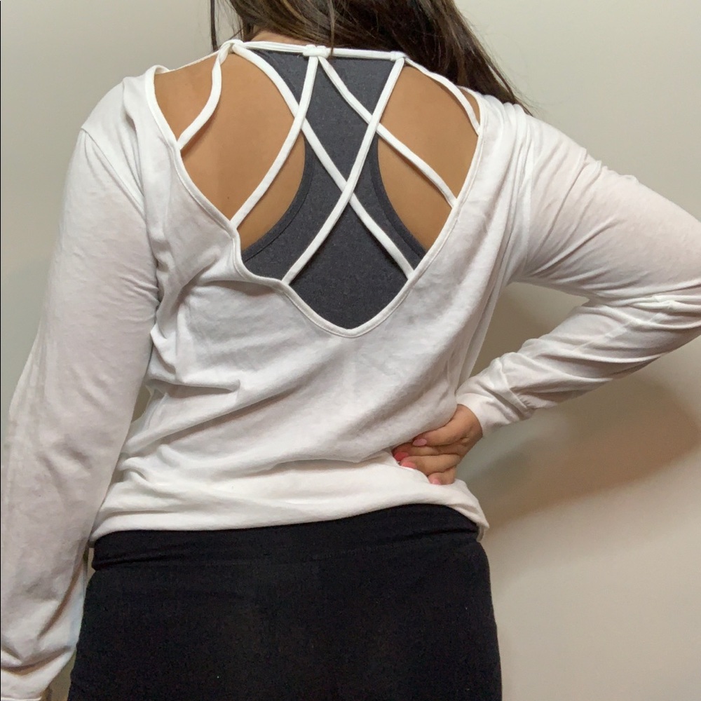 White Long Sleeve Top With Detailed Back